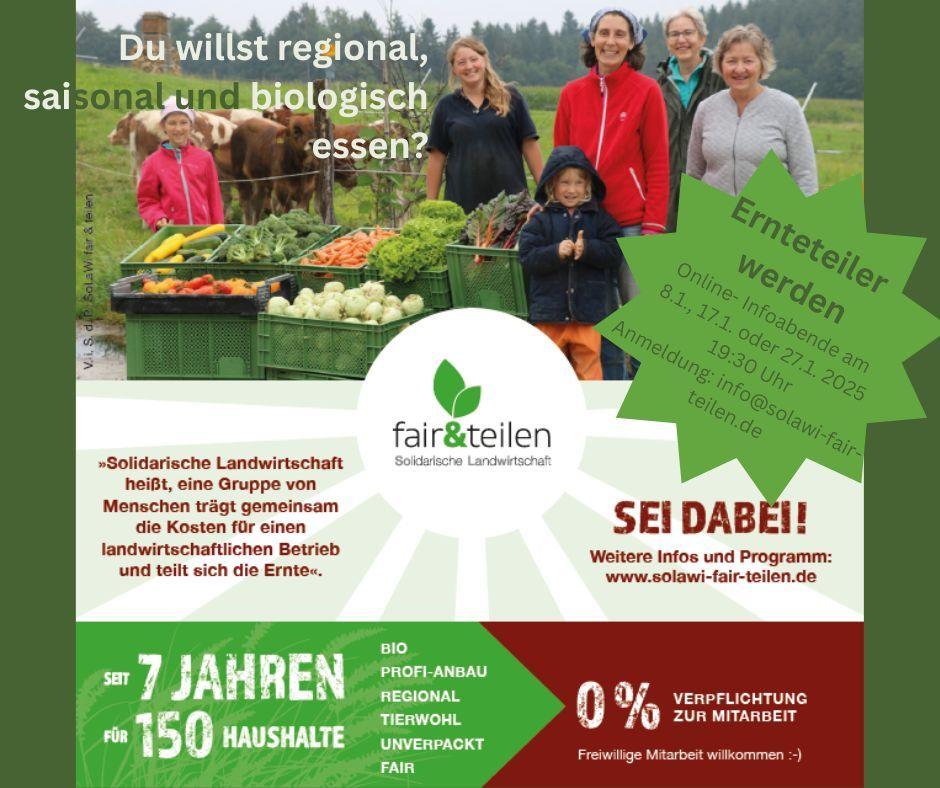 Werbeplakat der Solidarischen Landwirtschaft SoLaWi fair & teilen