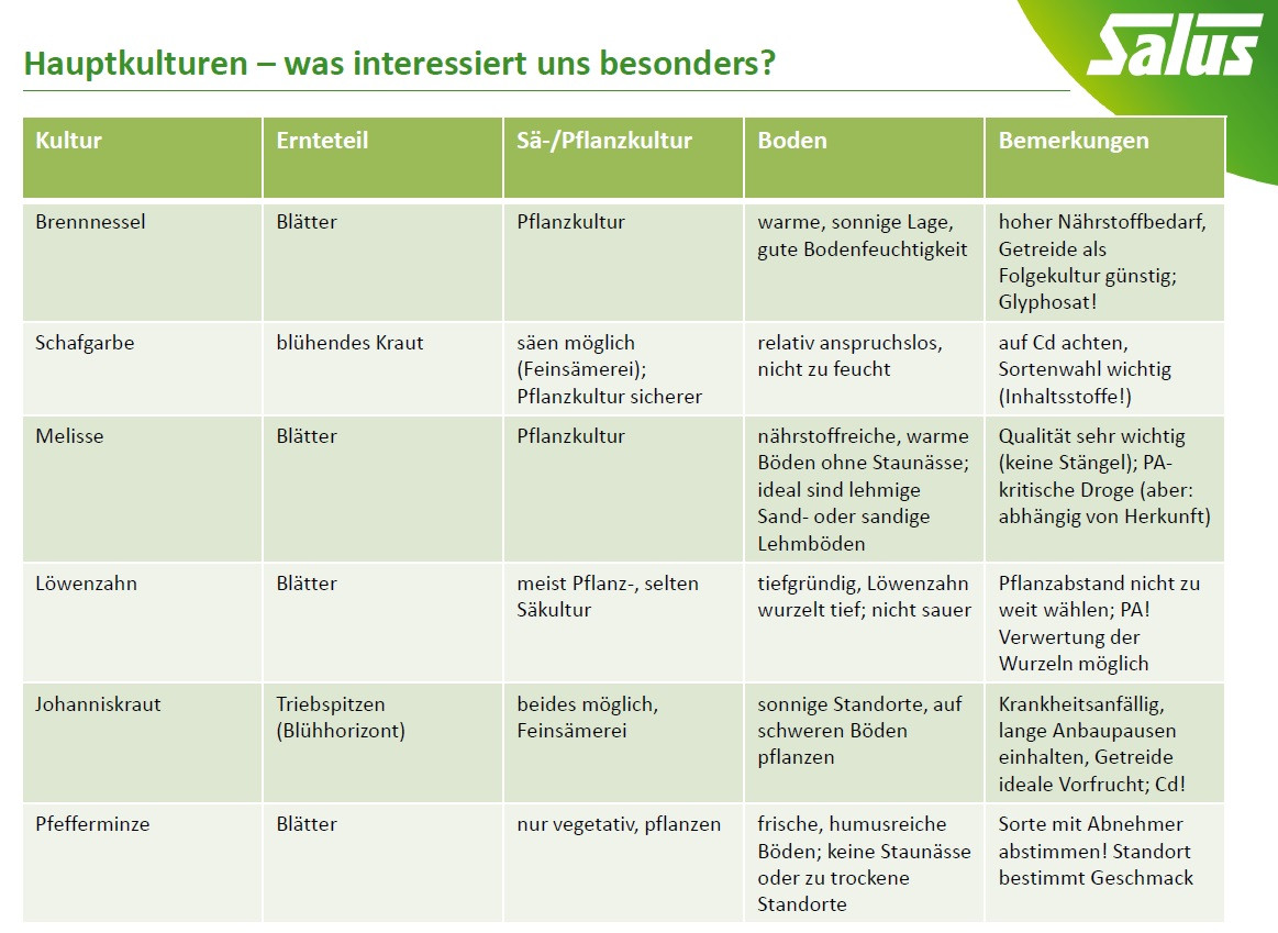 Hauptkulturen Salus