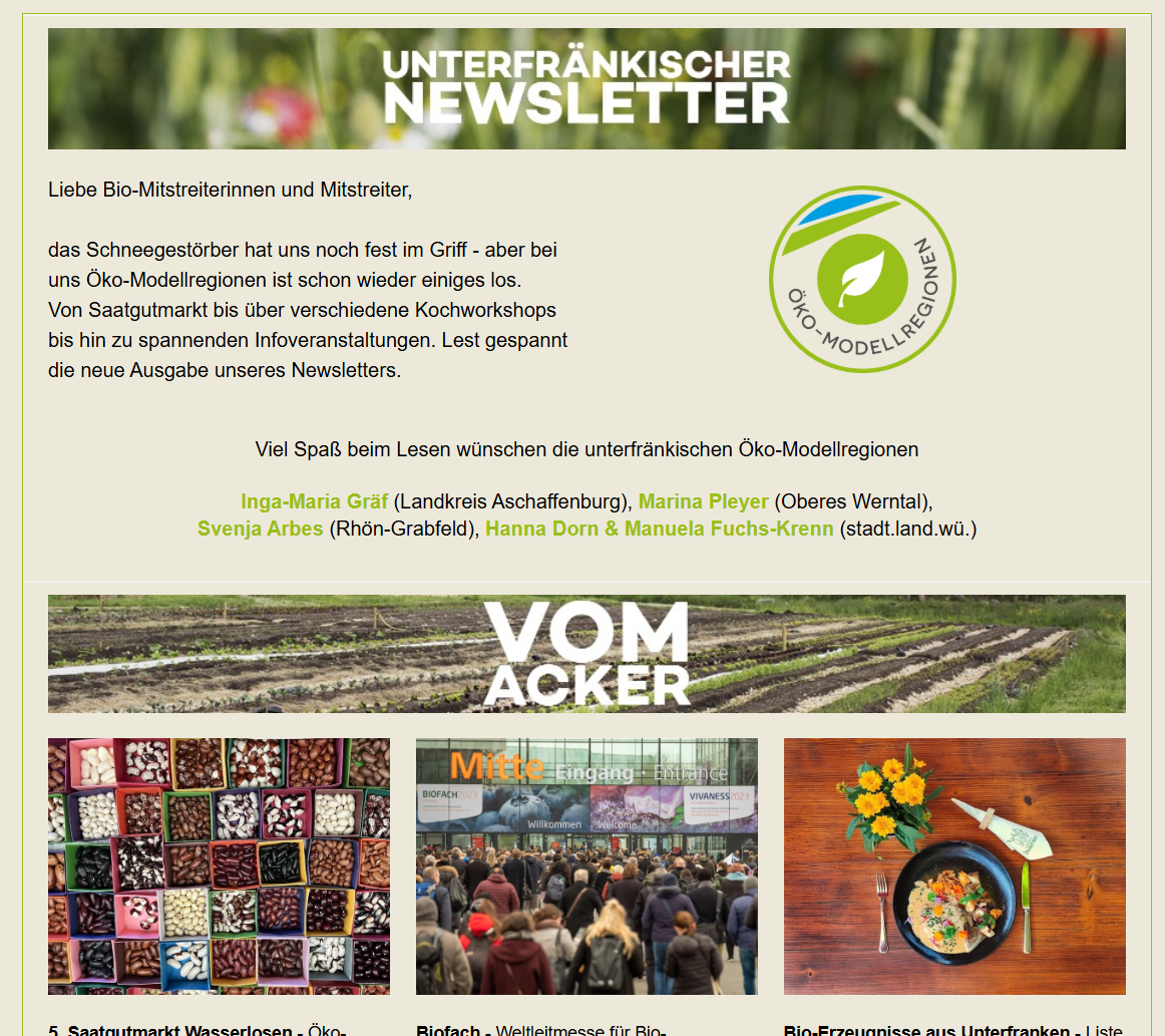 Newsletter Februar der unterfränkischen Öko-Modellregionen