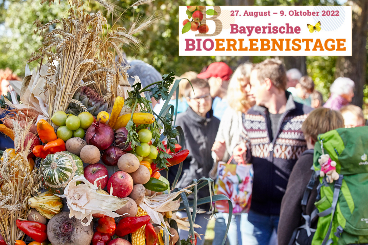 Straßenfest mit Erntedankdekoration aus Kürbis