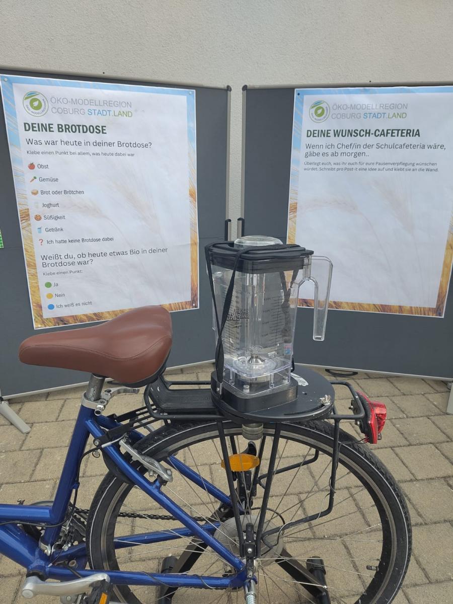 Smoothie Bike am Fahrradtag der Coburger Grundschulen