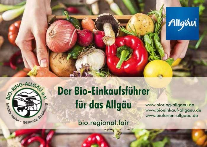 auf dem Bild sieht man das Deckblatt des Bio-Einkaufsführers für das Allgäu