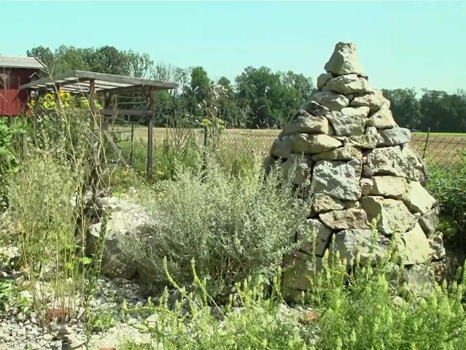 Stein-Pyramide für Insekten und Pflanzen