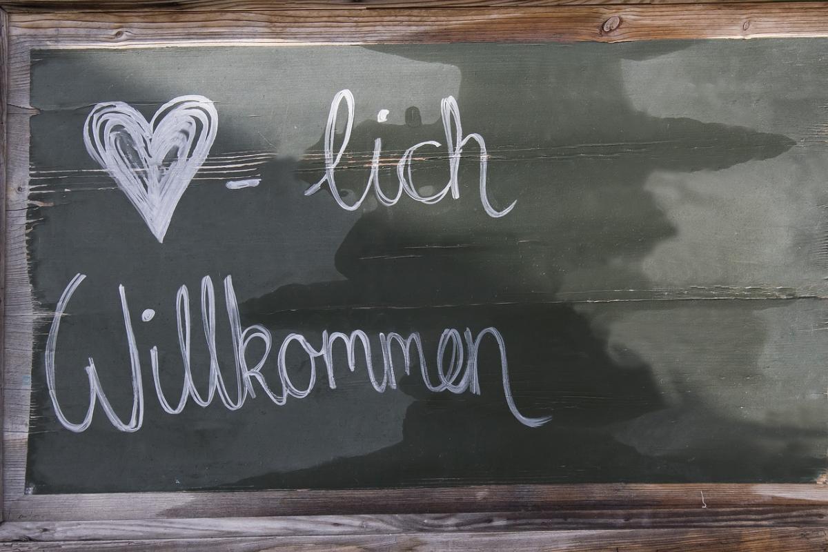 Tafel mit Willkommensgruß