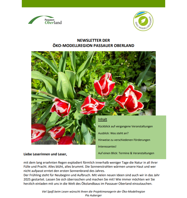 Newsletter der Öko-Modellregion Passauer Oberland Mai 2025