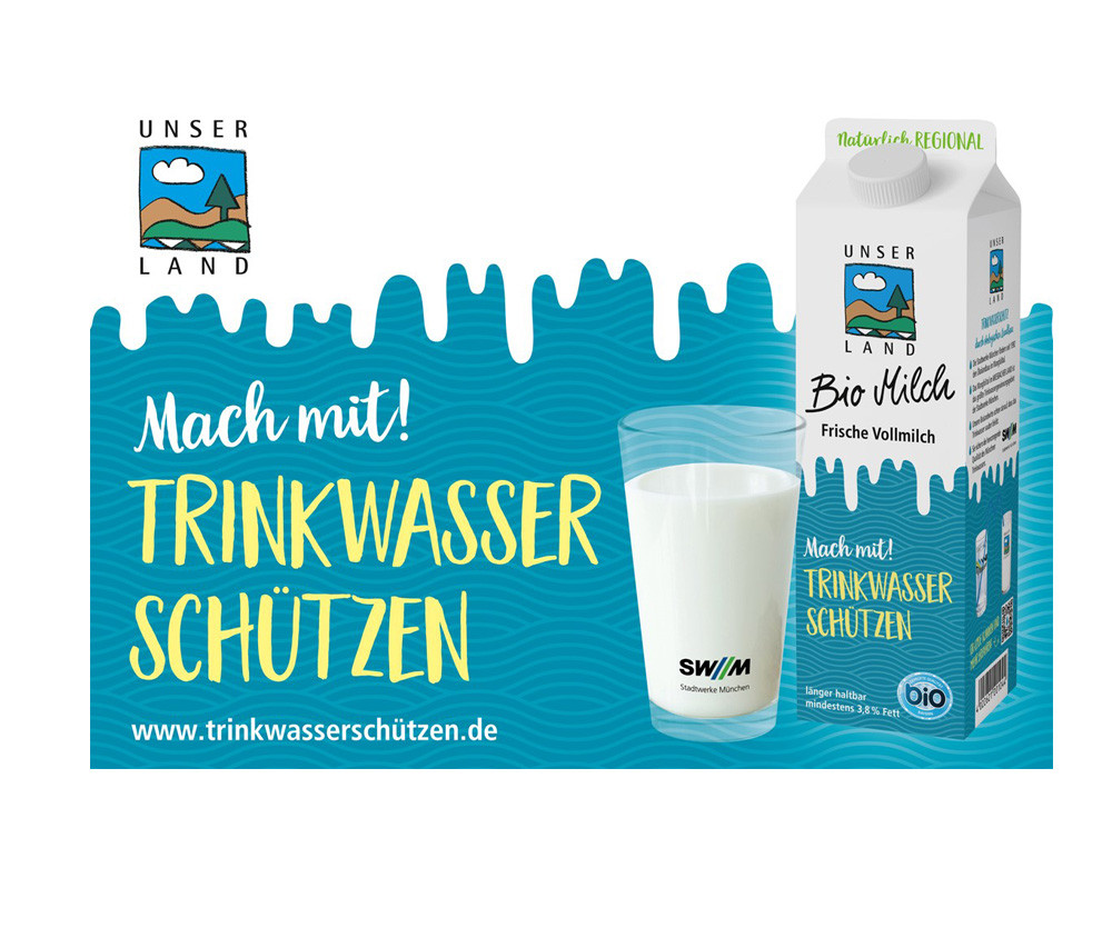 Milch und Wasser mit LOGO