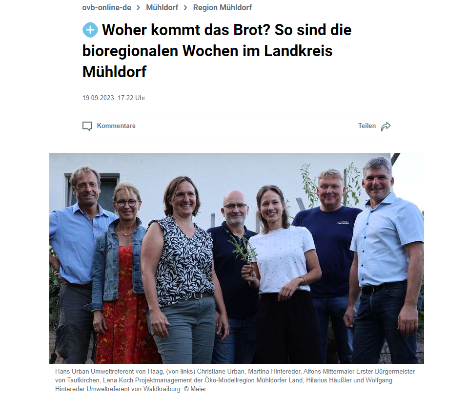 Presseartikel "Woher kommt das Brot? So sind die bioregionalen Wochen im Landkreis Mühldorf"