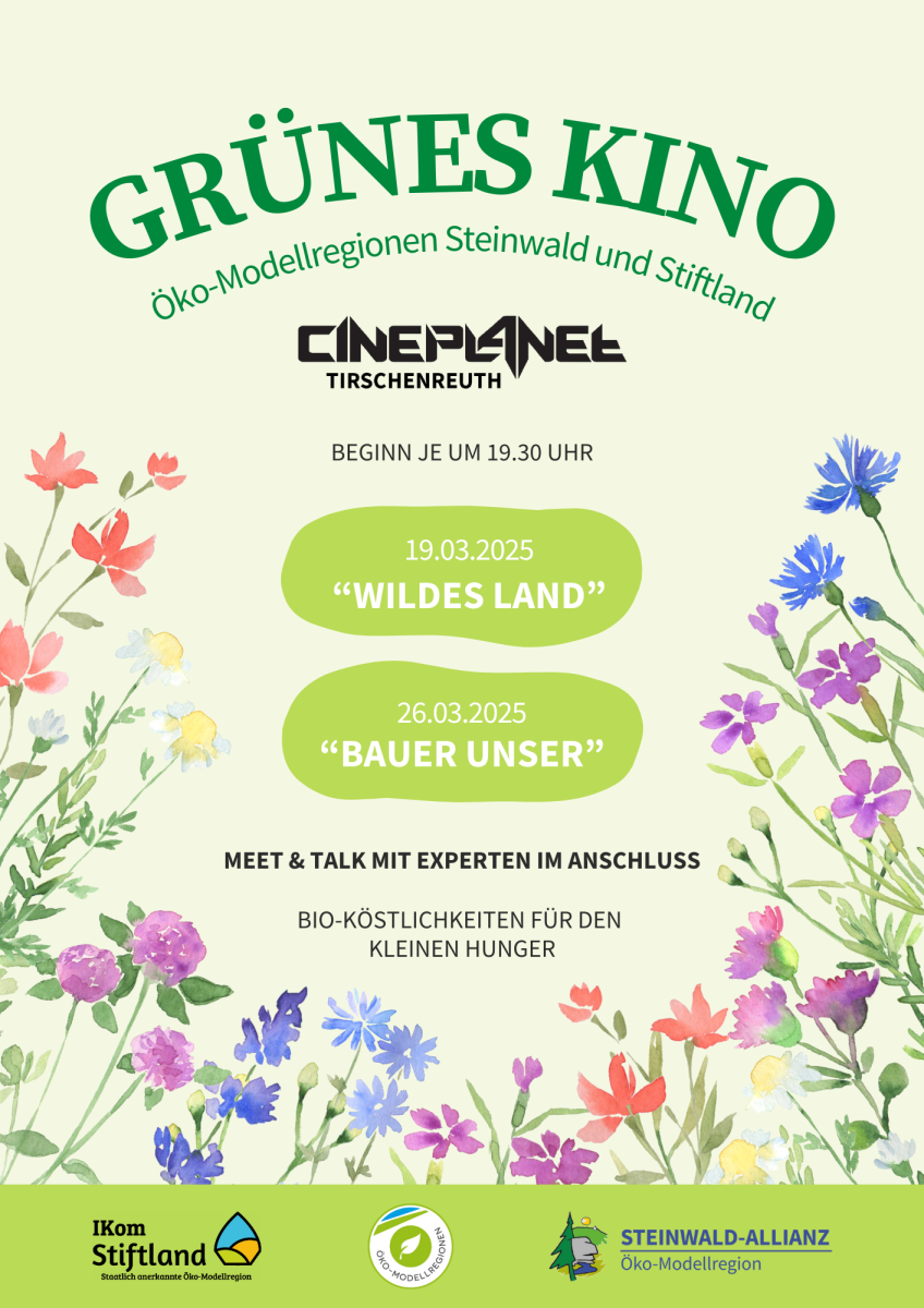 buntes Plakat mit den Filmtiteln des Grünen Kinos