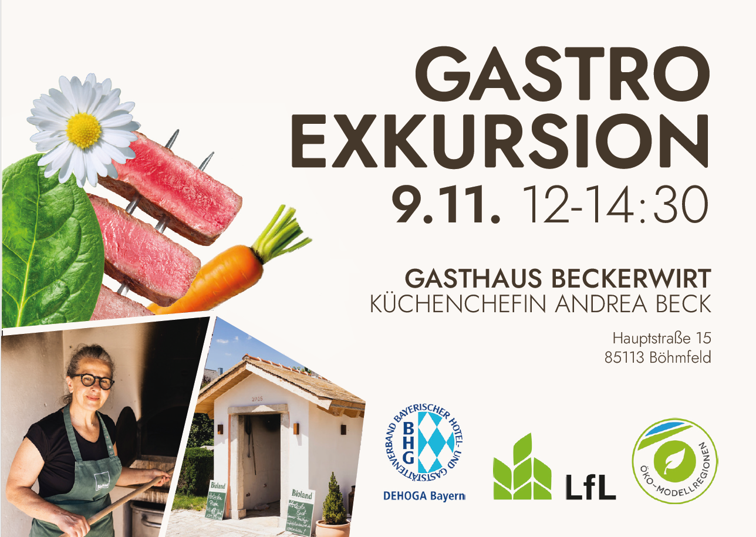 Werbung für die Gastro-Exkursion, Foto von Andrea Beck und dem Pizzabackofen