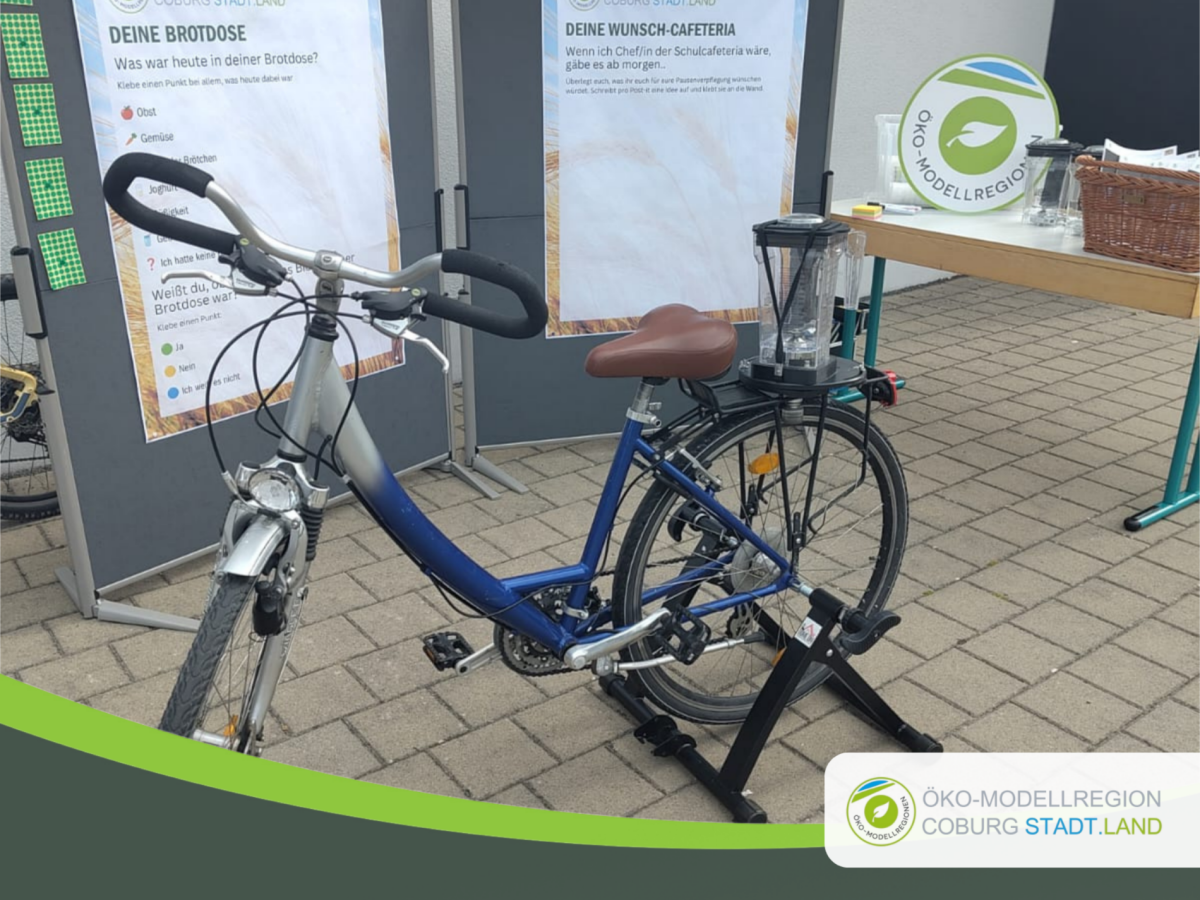 Smoothie Bike am Fahrradtag der Coburger Grundschulen