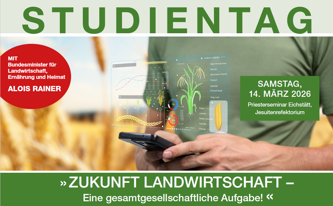 Diskutieren Sie mit Bundeslandwirtschaftsminister Alois Rainer beim Studientag Landwirtschaft in Eichstätt am 14.3.2026