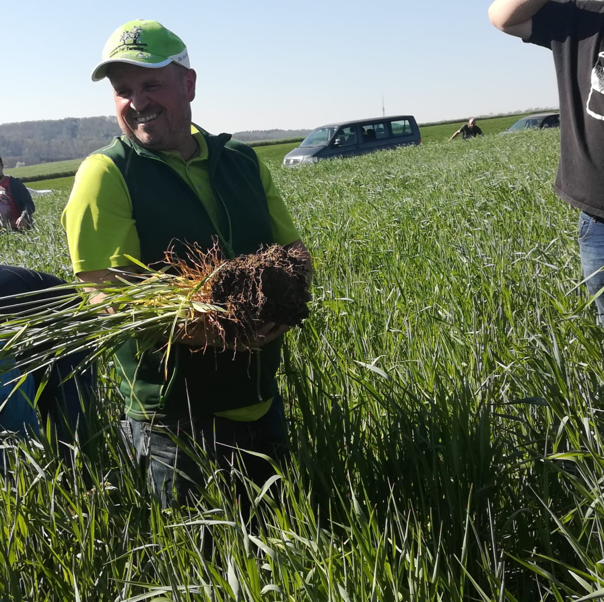 Landwirt Michael Reber in seinem Getreidefeld