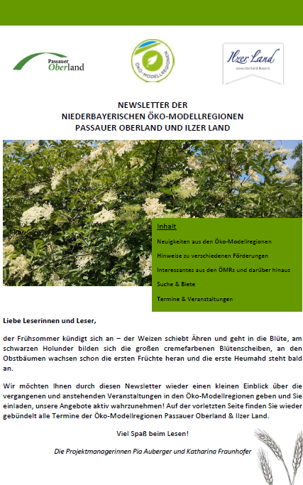 Newsletter der Öko-Modellregionen Ilzer Land und Passauer Oberland