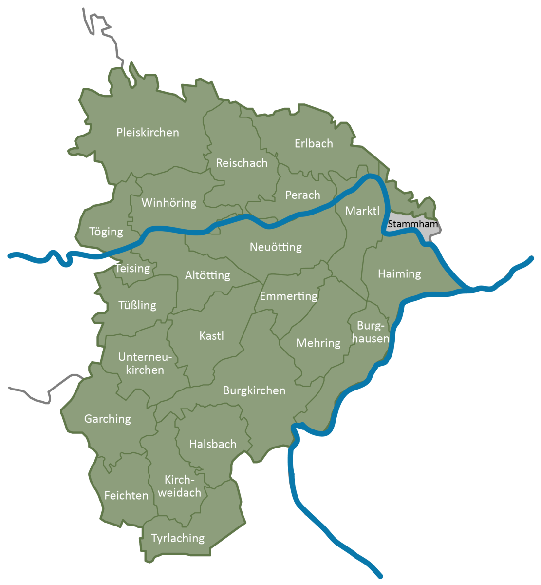 Gebietskarte der Öko-Modellregion Inn-Salzach