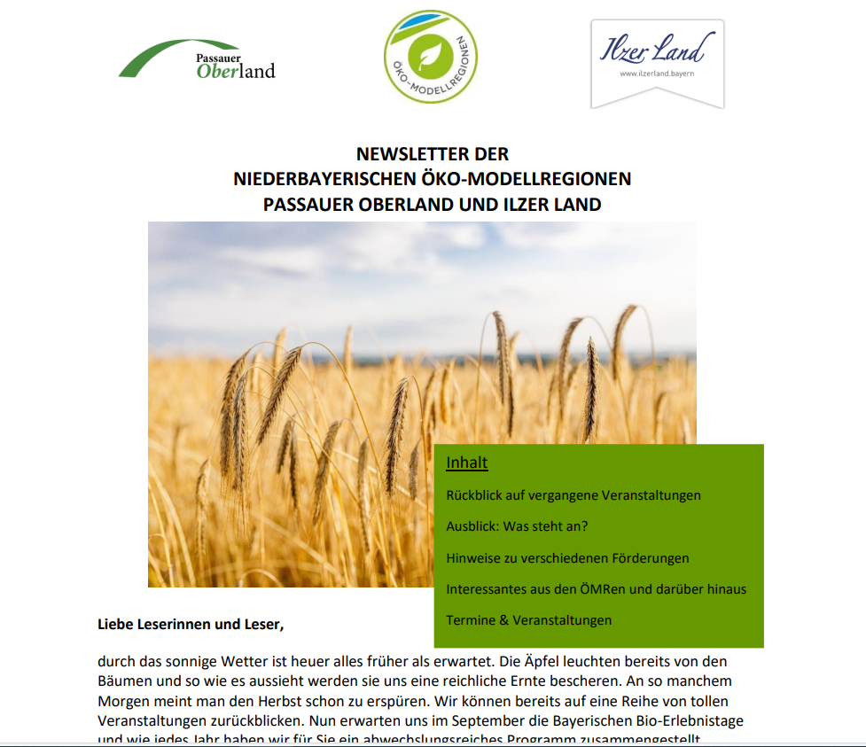 Newsletter der Öko-Modellregion Passauer Oberland September 2024