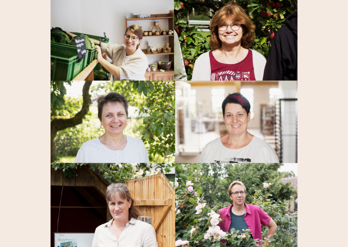 Portrait von sechs Frauen aus Landwirtschaft und Verarbeitung im Oberen Werntal