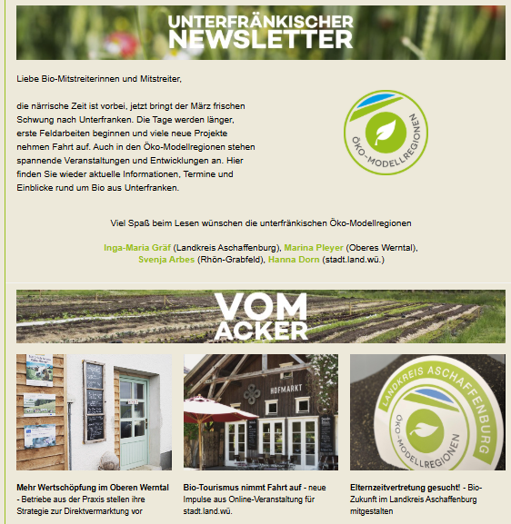 Newsletter März der unterfränkischen Öko-Modellregionen