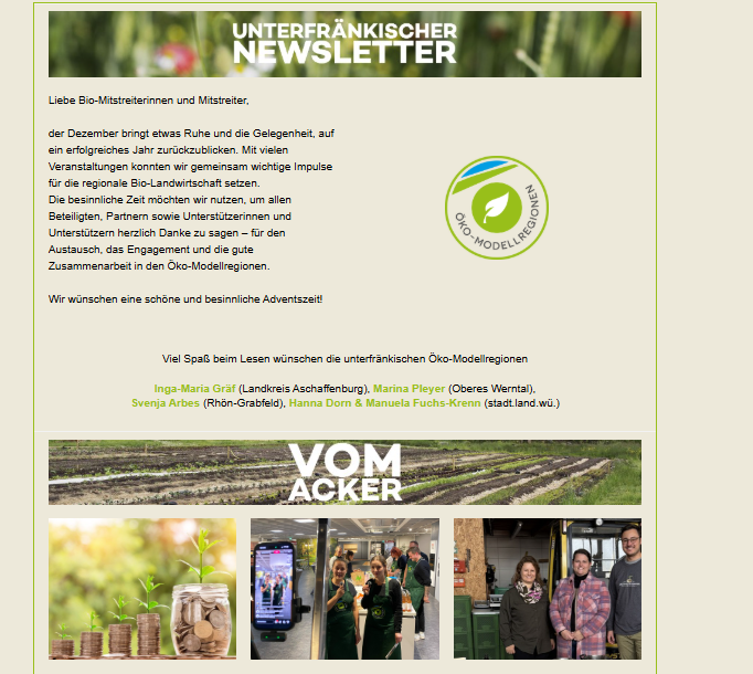 Newsletter Dezember der unterfränkischen Öko-Modellregionen