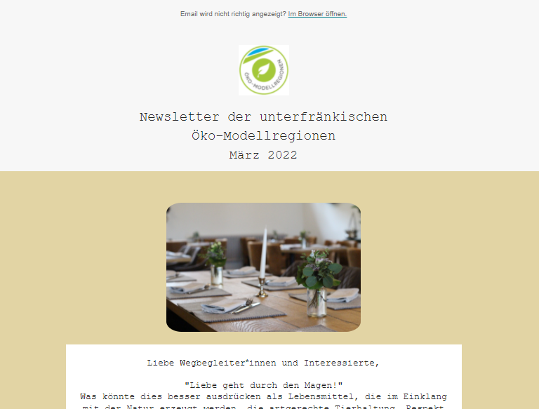 screenshot vom Newsletter