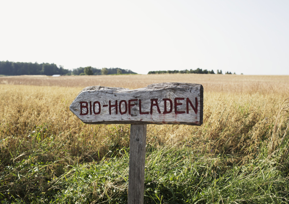 Schild: Bio-Hofladen